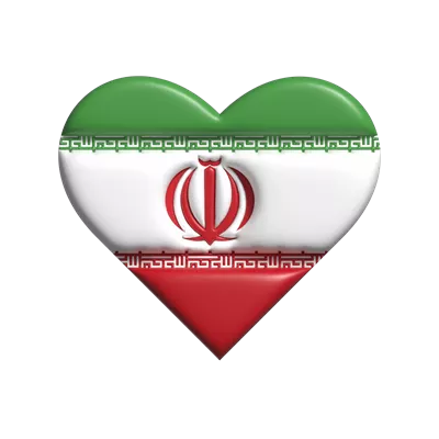 عکس دوربری پرچم ایران به شکل قلب در طراحی سه بعدی زیبا و جذاب