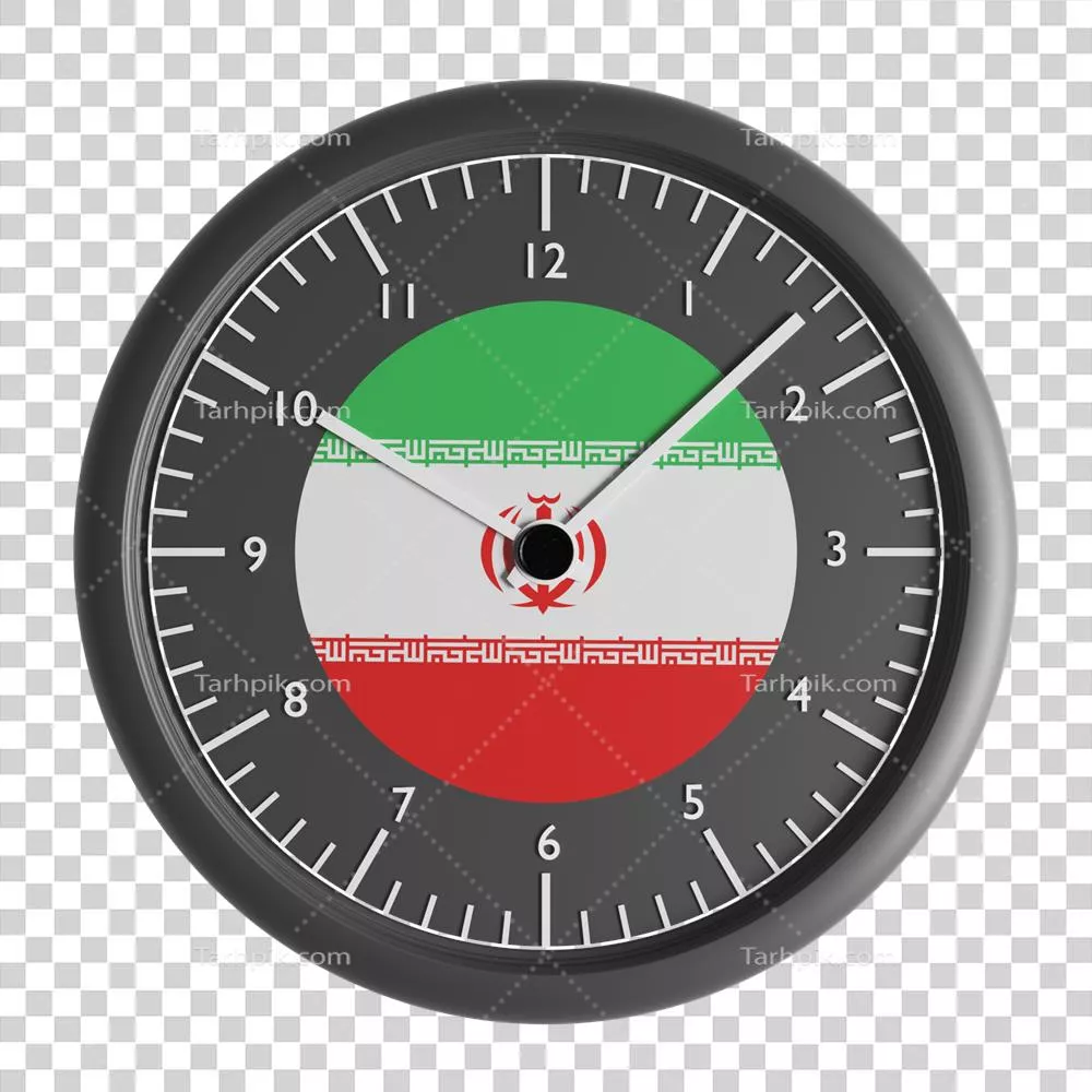 عکس دوربری ساعت دیواری با طراحی پرچم ایران به صورت گرافیکی و زیبا