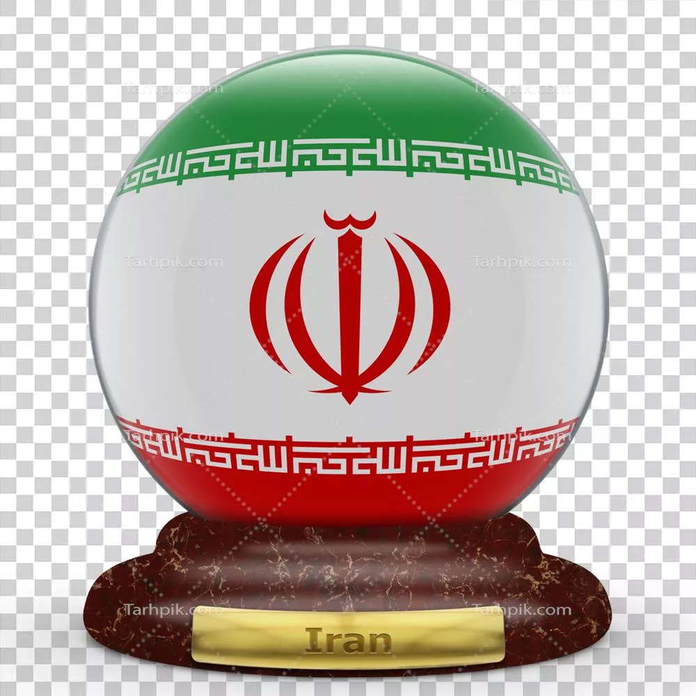 عکس دوربری پرچم سه بعدی ایران بر روی پس زمینه ای از کره زمین