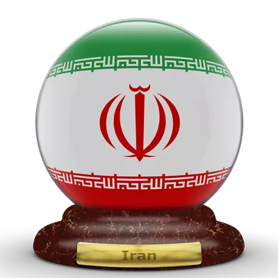 عکس دوربری پرچم سه بعدی ایران بر روی پس زمینه ای از کره زمین