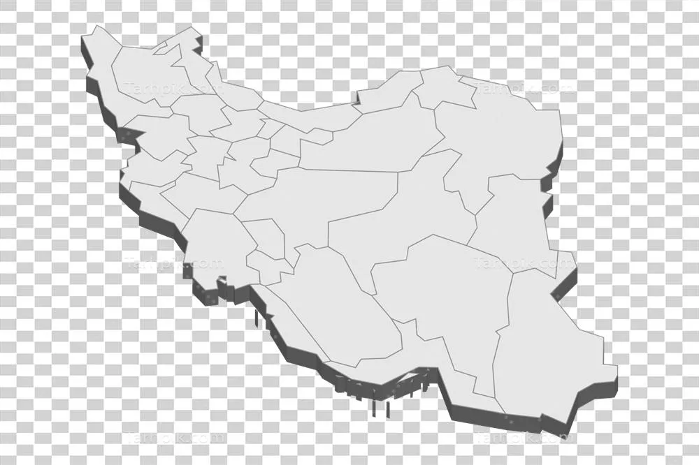 عکس دوربری نقشه سه بعدی ایران با طراحی جذاب و رنگ های زنده