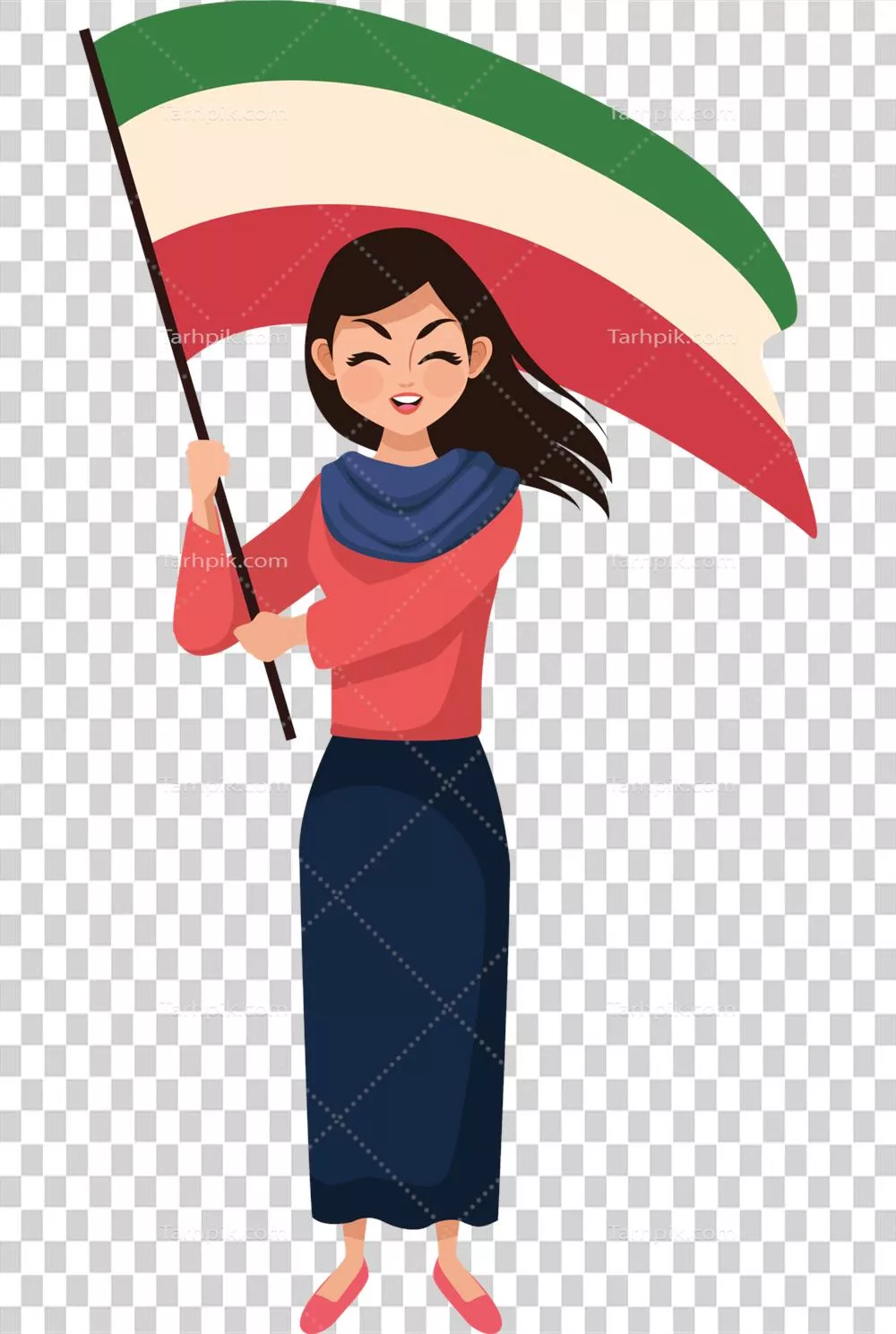 عکس دوربری زنی ایرانی که با افتخار پرچم کشورش را در دست دارد