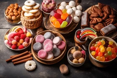عکس تصویری زیبا از تنقلات و شیرینیجات با کیفیت بالا و جذاب
