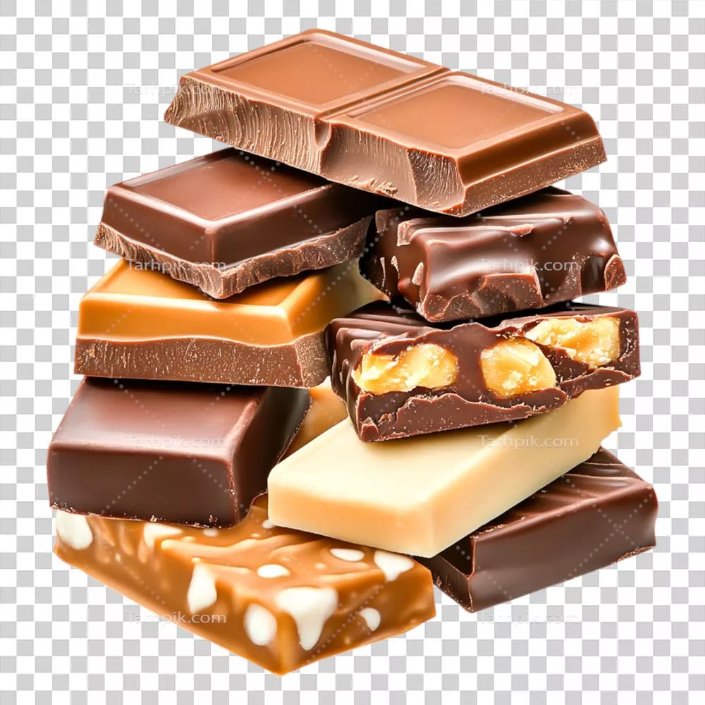 عکس دوربری مجموعه ای از شکلات ها برای لذت شیرین و دلپذیر