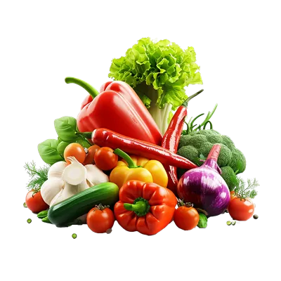 عکس دوربری سبزیجات تولید شده با هوش مصنوعی بر روی پس زمینه شفاف