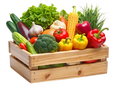 عکس دوربری جعبه چوبی پر از سبزیجات مغذی و تازه برای سلامتی شما