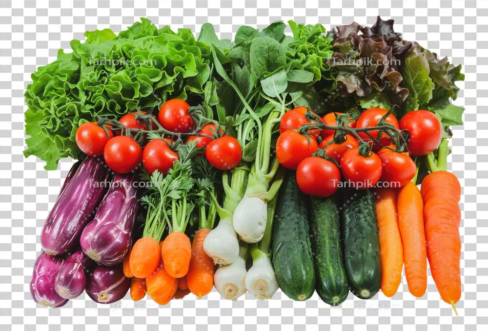 عکس دوربری ترکیب متنوعی از سبزیجات تازه و خوشمزه برای استفاده در آشپزی