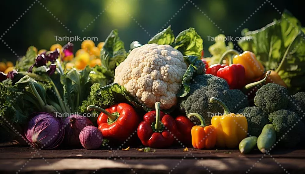 عکس تجربه طعم تازه سبزیجات ارگانیک شامل گل کلم، گوجه فرنگی و هویج