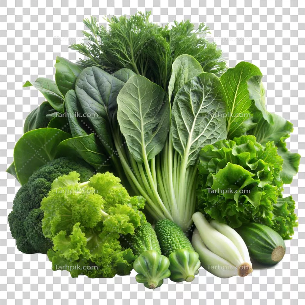 عکس دوربری مجموعه ای از سبزیجات تازه و خوشمزه در نمایشگاه