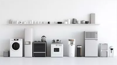 عکس تصویری زیبا از طراحی داخلی یک آشپزخانه مدرن و سفید با اجاق گاز و فر