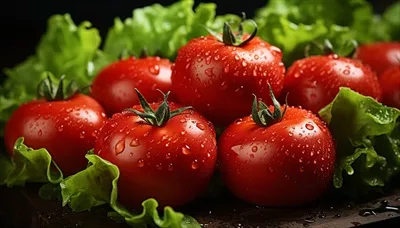 عکس سالاد گوجه فرنگی تازه و سالم با سبزیجات ارگانیک و میوه های رسیده