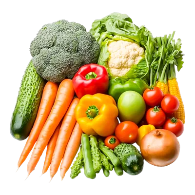 عکس دوربری ترکیب تازه و رنگارنگ از سبزیجات متنوع و خوشمزه