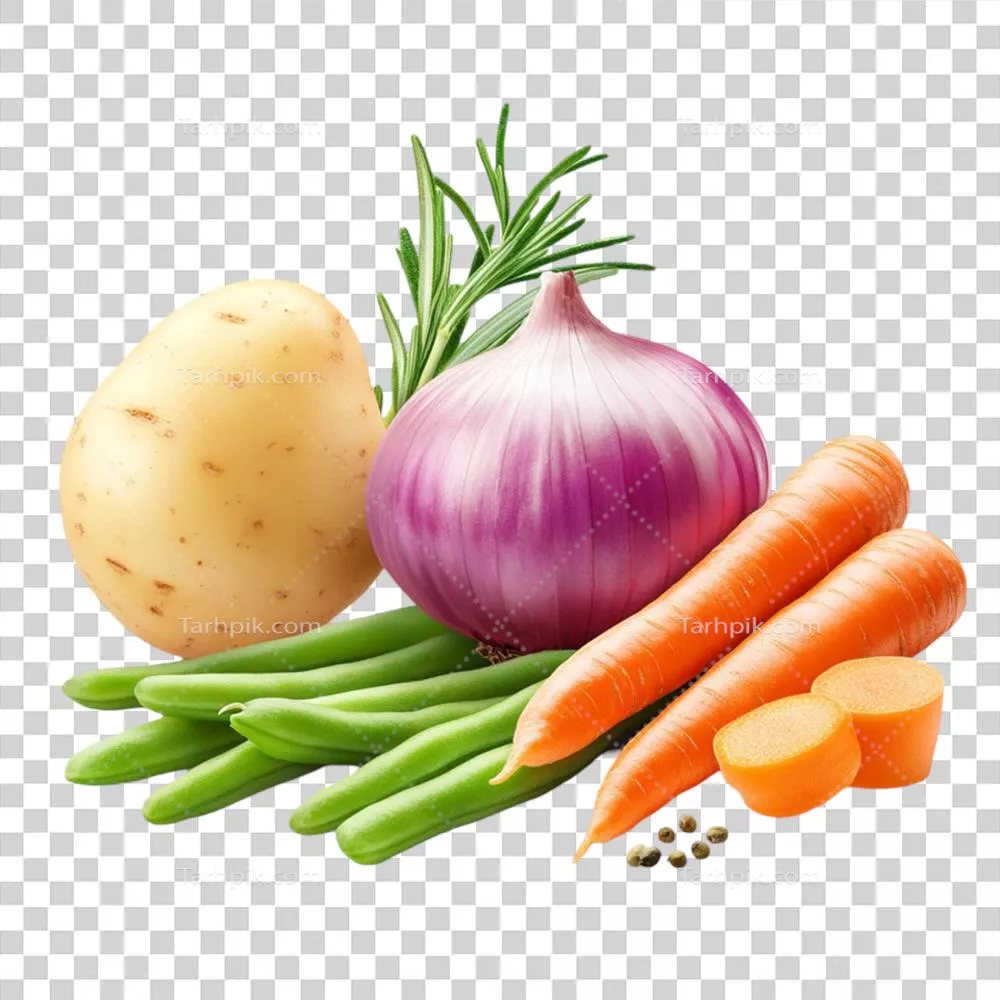 عکس دوربری بسته ای از سبزیجات سالم و تازه با طراوت و رنگارنگ