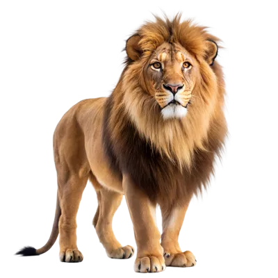 عکس دوربری شیر ایستاده بر روی پس زمینه شفاف - تصویر با کیفیت بالا
