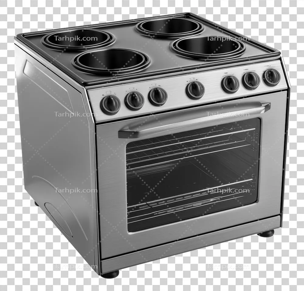 عکس دوربری اجاق گاز برقی استیل ضد زنگ با فضای مخصوص فر - طراحی مدرن و کاربردی