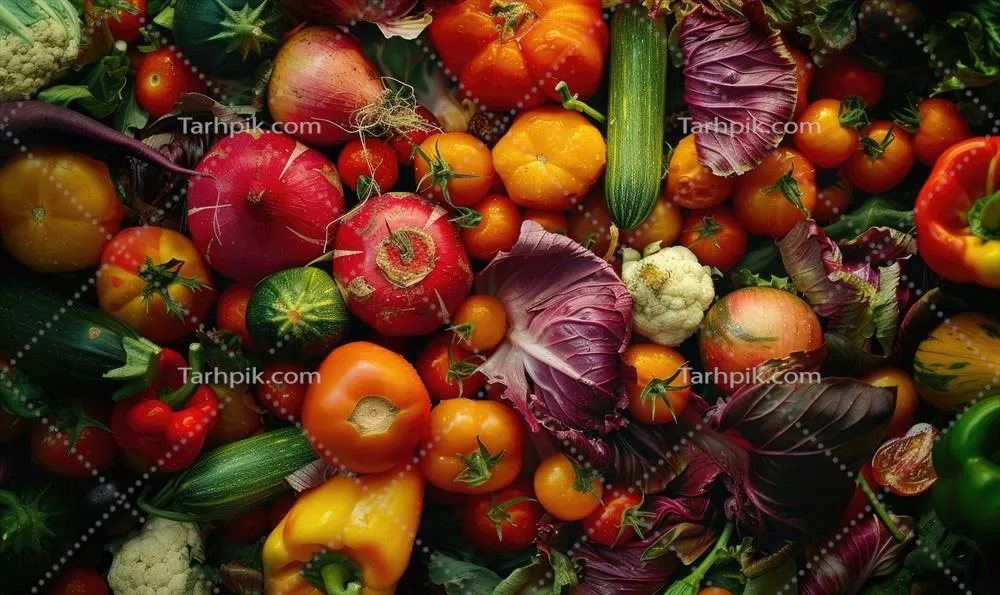 عکس تصویری زیبا از انواع مختلف گوجه فرنگی ها در نمای بالا