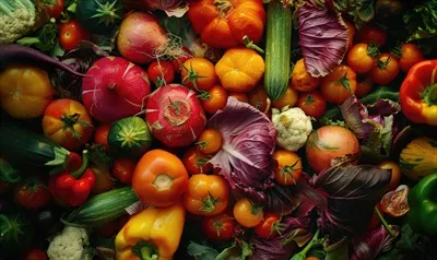 عکس تصویری زیبا از انواع مختلف گوجه فرنگی ها در نمای بالا
