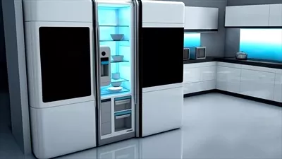 عکس آشپزخانه ای مدرن با وسایل هوشمند و صفحه نمایش لمسی