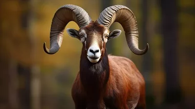 عکس تصویری زیبا از قوچ اوراسیایی در زیستگاه طبیعی خود با شاخ های بزرگ