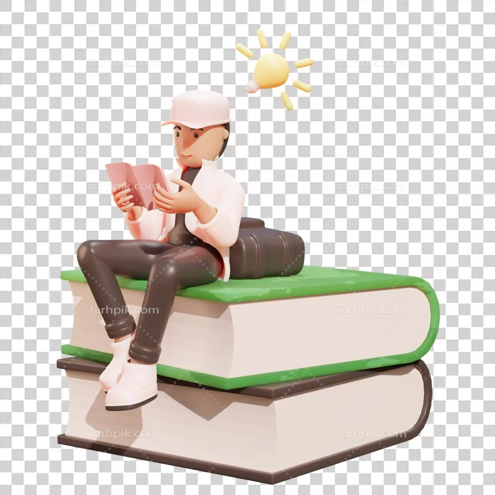 عکس دوربری تصویری سه بعدی از یک پسر دانش آموز در محیط مدرسه