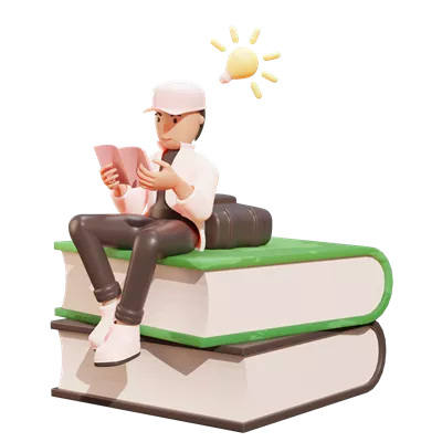 عکس دوربری تصویری سه بعدی از یک پسر دانش آموز در محیط مدرسه