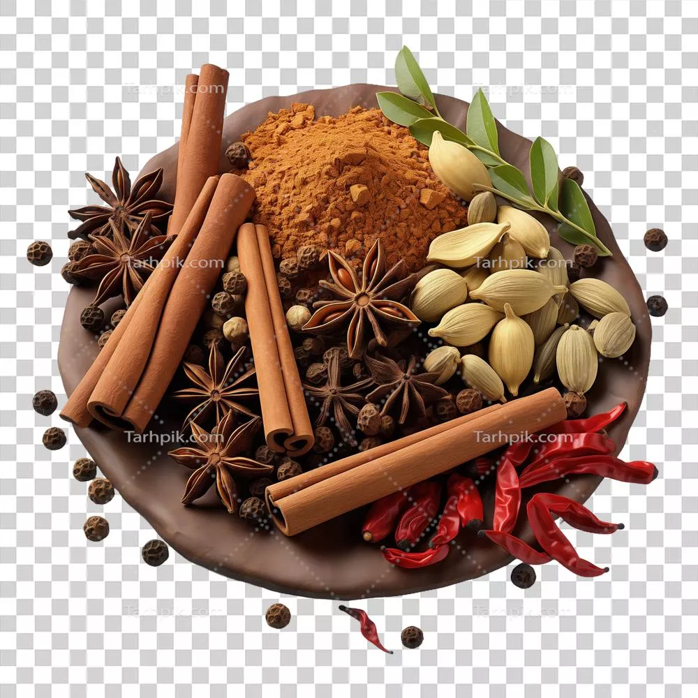 عکس دوربری ترکیب ادویه های معطر و متنوع برای طعم دهی به غذاهای مختلف