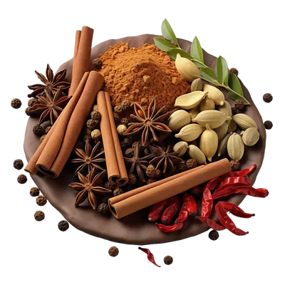 عکس دوربری ترکیب ادویه های معطر و متنوع برای طعم دهی به غذاهای مختلف