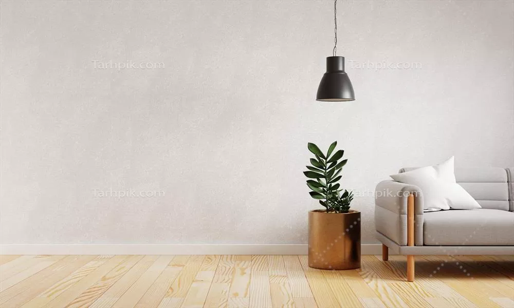 عکس طراحی مدرن و دلنشین اتاق نشیمن با فضای خالی برای دیوار و دکوراسیون داخلی