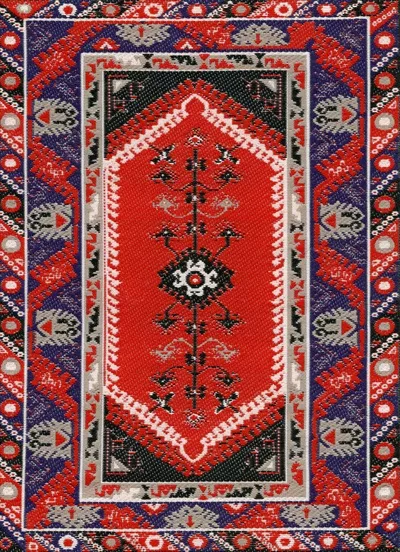 عکس طراحی سنتی پارچه های آسیایی با الهام از فرش های زیبا و رنگارنگ