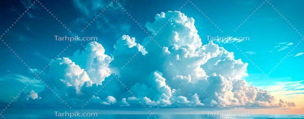 عکس آسمان آبی زیبا با خورشید درخشان به عنوان پس زمینه انتزاعی
