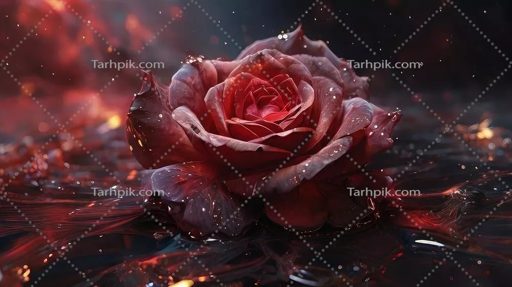 عکس پتک های سرخ گل رز در دل تاریکی عمیق و مرموز