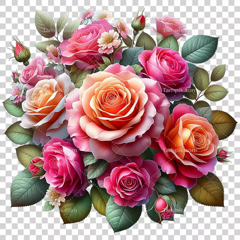 عکس دوربری گل های صورتی آبرنگی زیبا برای روز ولنتاین با طراحی هوش مصنوعی