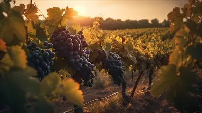 عکس زیبایی غروب آفتاب در میان تاکستان ها با استفاده از هوش مصنوعی