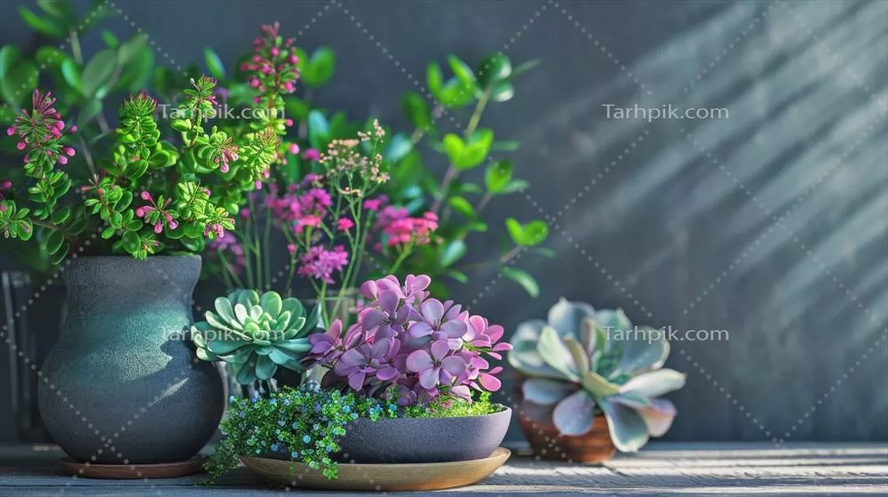 عکس ترکیب زیبا و هماهنگ از ساکولنت ها در یک چیدمان هنری