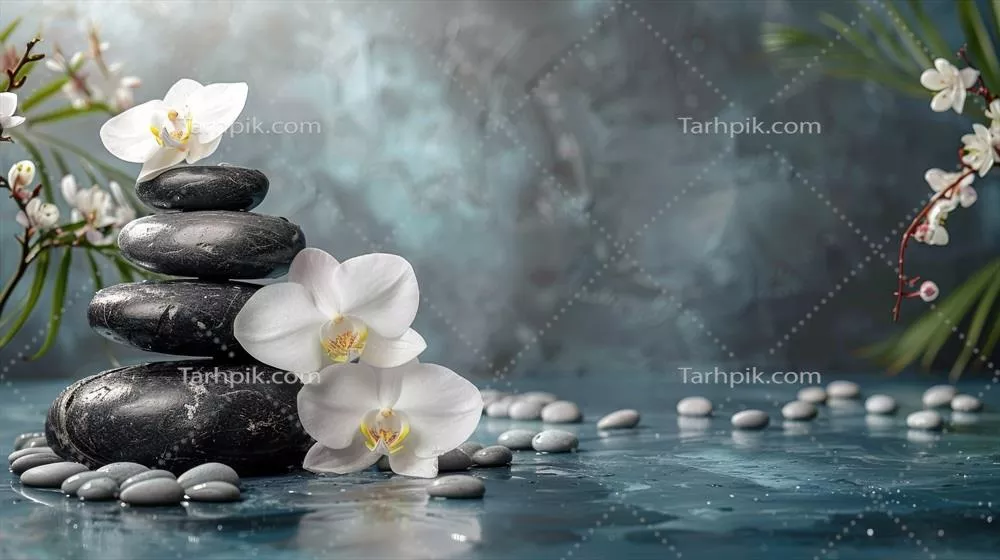 عکس تصویری زیبا از دستمال های رنگی و گل های تازه روی میز