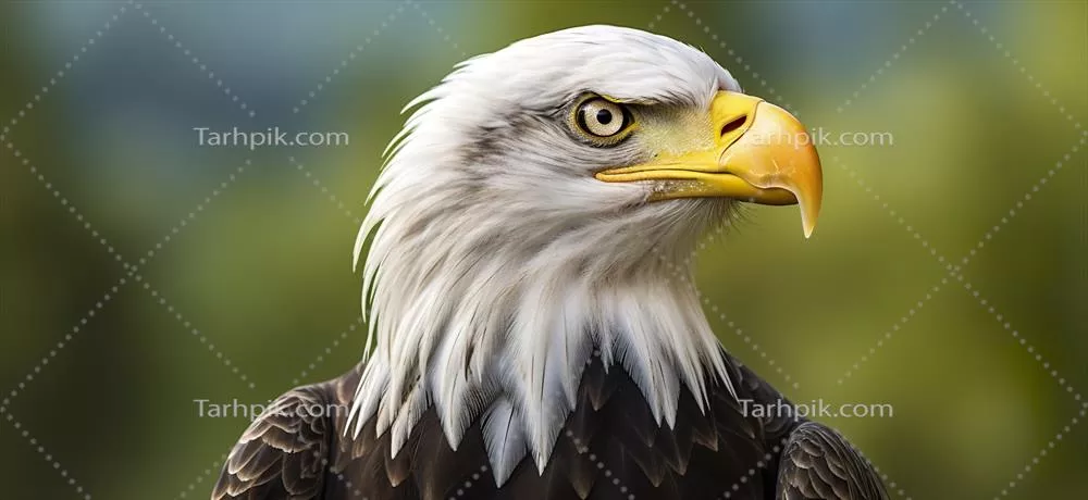 عکس پرتره ای از عقاب سرسفید آمریکایی در زیستگاه طبیعی اش