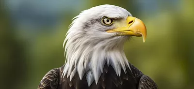 عکس پرتره ای از عقاب سرسفید آمریکایی در زیستگاه طبیعی اش