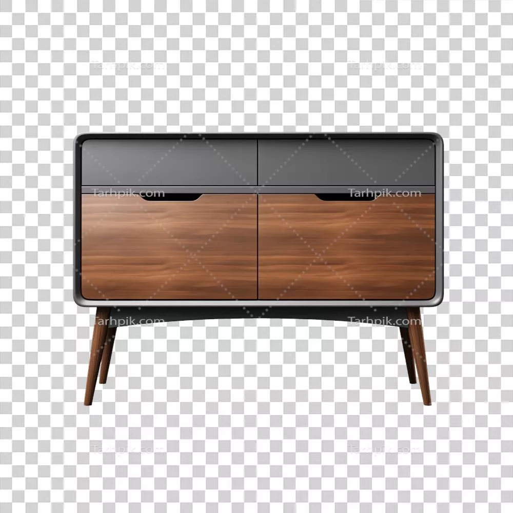 عکس دوربری کابینت کنسول مدرن و مینیمالیستی با طراحی اسکاندیناوی در پس زمینه شفاف