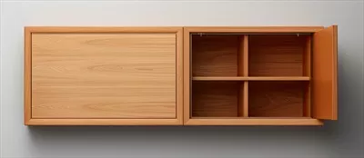 عکس کابینت چوبی با دو در و قفسه های جادار برای ذخیره سازی مناسب