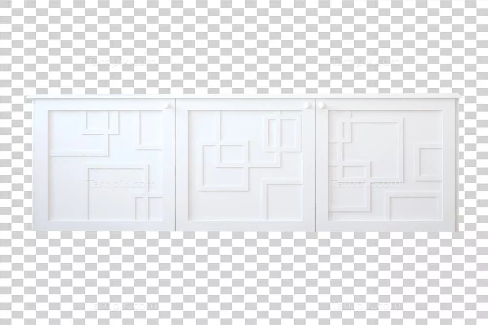 عکس دوربری کابینت ذخیره سازی سفید با طراحی مدرن و شفاف برای دکوراسیون داخلی