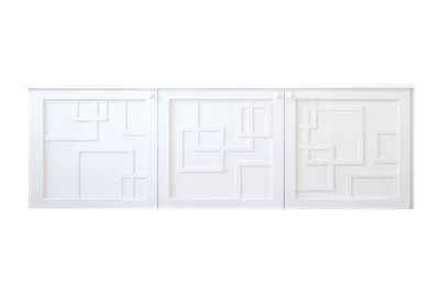 عکس دوربری کابینت ذخیره سازی سفید با طراحی مدرن و شفاف برای دکوراسیون داخلی