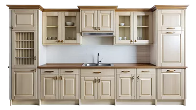 عکس دوربری کابینت های چوبی روشن با طراحی مدرن و جذاب برای آشپزخانه