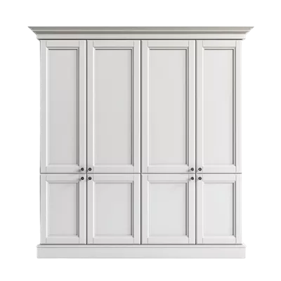 عکس دوربری کابینت سفید با درب های زیبا بر روی پس زمینه شفاف