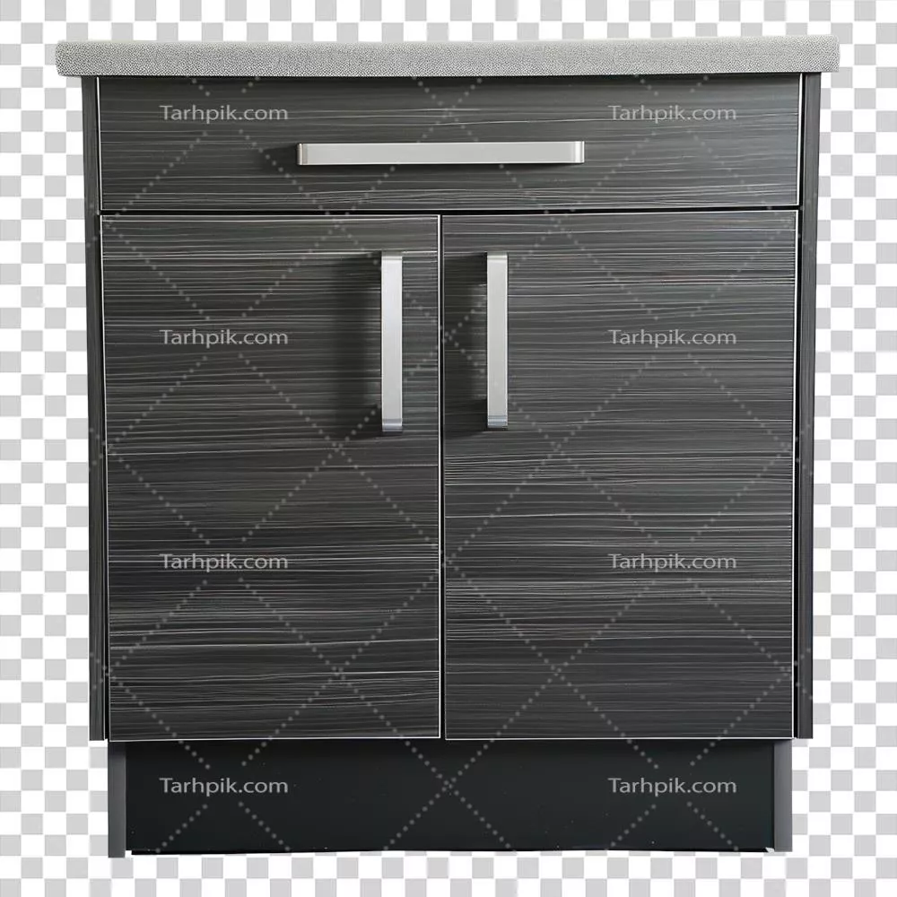 عکس دوربری کابینت پایه ای با طراحی مدرن و شفاف برای دکوراسیون داخلی