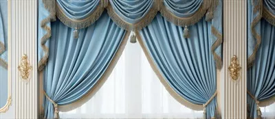 عکس چگونه با پرده های آبی کلاسیک و لوازم جانبی هماهنگ، اتاق نشیمن را تزئین کنیم