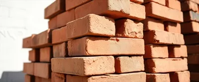 عکس تصویری از انبوهی از آجرهای قرمز در کنار هم به صورت منظم