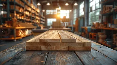 عکس تصویری از بلوک های چوبی تولید شده با هوش مصنوعی در کارگاه نجاری