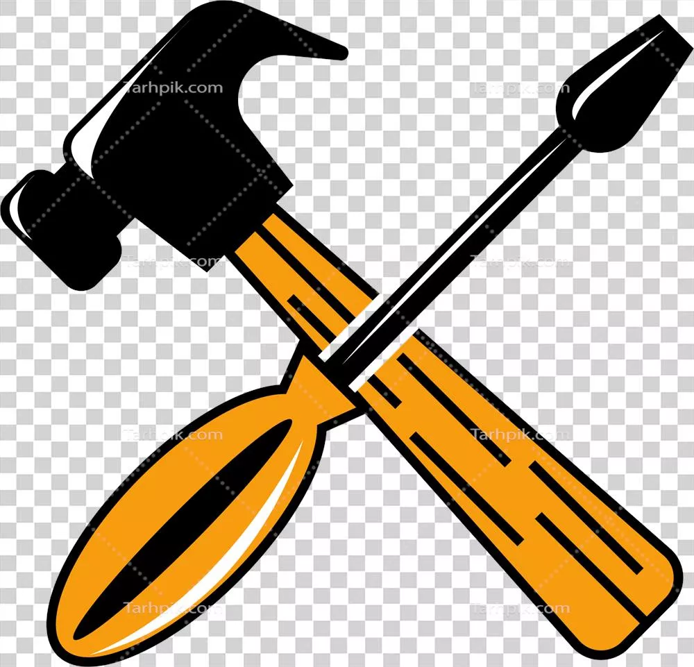 عکس دوربری ابزارهای کارگاهی شامل چکش و پیچ گوشتی برای پروژه های DIY