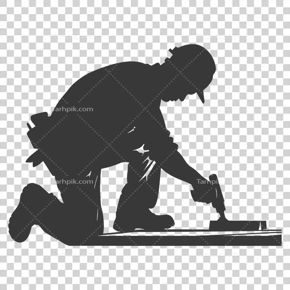 عکس دوربری تصویر سیاه و سفید از یک نجار در حال کار با جزئیات کامل