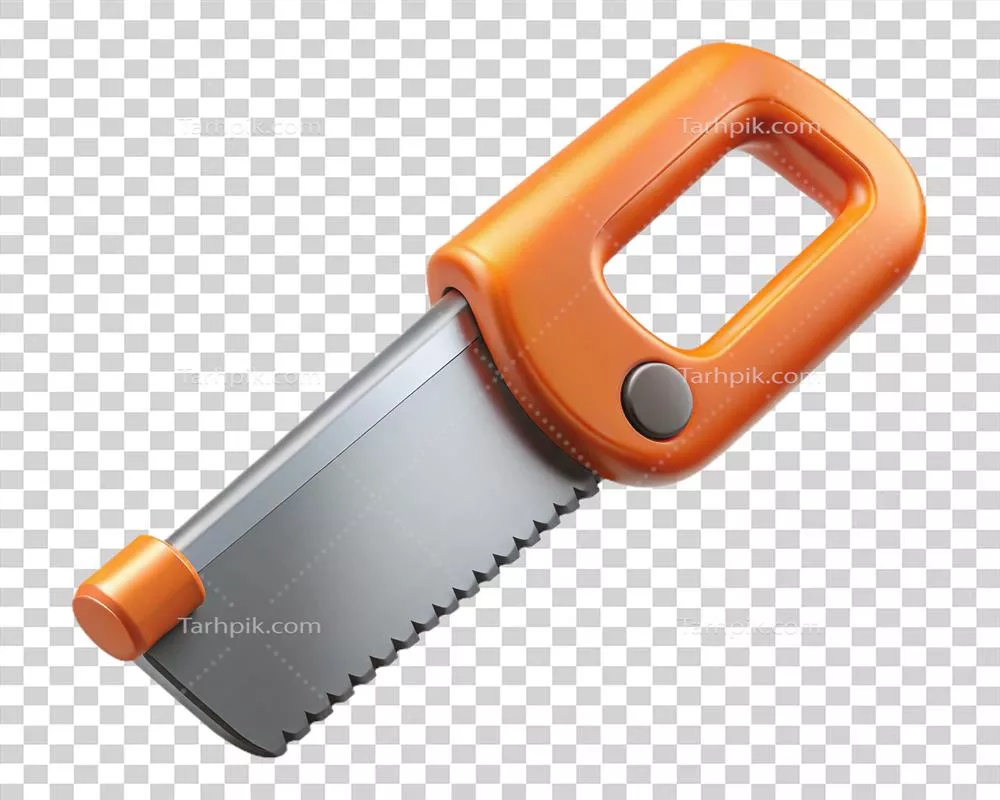 عکس دوربری ابزار اره دستی نارنجی برای نجاری و کارهای DIY با کیفیت بالا